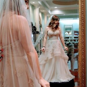 Elegant Cream Strapless Wedding Dress